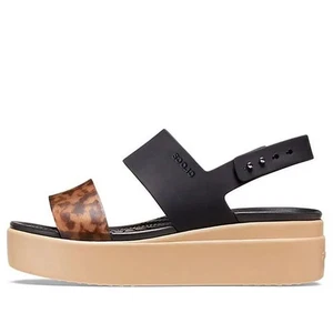 Sandalias Crocs Brooklyn plataforma de cuña baja cómodas en negro tortuga talla 8 nuevas con etiquetas - Imagen 1 de 11
