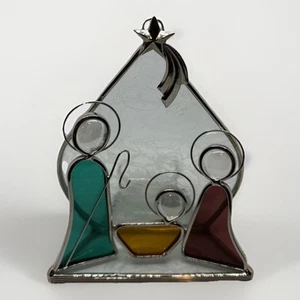 Stained Glass Nativity Scene Mary Joseph Baby Jesus Creche Christmas Birth - Picture 1 of 4