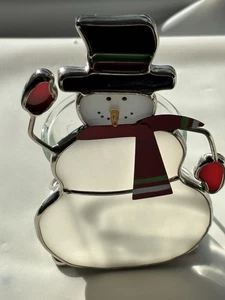 Buntglas Schneemann Kerze Windlicht Teelichthalter Winter Urlaub 5 Zoll - Bild 1 von 5