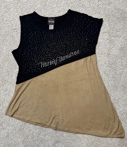 Harley Davidson Faux Suede Asymmetrical Top XL Bling Top Rayon Spandex SOFT - Bild 1 von 12