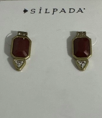 Pendientes SILPADA Mirage Rojo Cristales de Swarovski Oro Latón Poste KRP0089 Foto 1 de 4