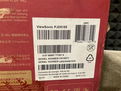 Viewsonic LightStream PJD5155 Projector 3200 lumens PJD5155 ✅❤️️✅❤️️ NEW! - Image 1 of 4