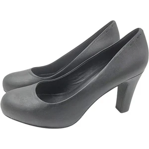 Decolte classiche Eileen Fisher in pelle grigio ardesia punta tonda tacco a blocco taglia 7 NUOVE - Foto 1 di 10