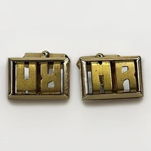 Monogrammed Cuff Links Gold Tone with initials MR or RM- Vintage - Picture 1 of 6
