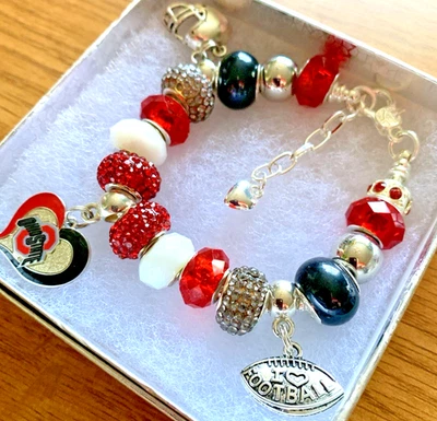 NCAA OHIO STATE BUCKEYES European Style Crystal Bracelet - Image 1 of 3