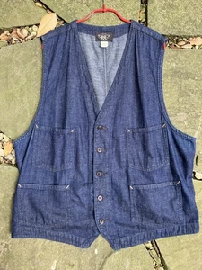 RRL Indigo Linen Cotton Buckleback Vest XXL Made in USA Japanese Fabric - Picture 1 of 13