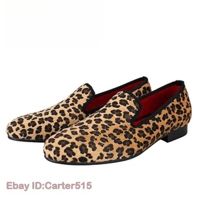 Nuevos Mocasines Informales Formales Para Hombre con Estampado de Leopardo de Piel de Visón Zapatos Informales sin Cordones - Imagen 1 de 16