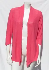 Cárdigan abierto EILEEN FISHER EE. UU. M L rosa 100 % cáñamo tejido manga 3⁄4 - Imagen 1 de 5