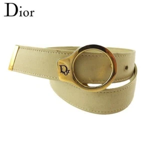 Cintura DIOR 65 26 misura beige oro fibbia logo USATA 202505M - Foto 1 di 9
