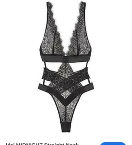 Neu Victoria's Secret Träger Spitze Teddy Satin Besatz schwarz M - Bild 1 von 1