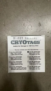 Direct Thermal  Cryo-Tags, 1.5'' x 0.5'' , DTCR-2000, 750 Labels Per Roll - Picture 1 of 4