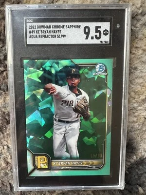 Ke'Bryan Hayes Pirates 2022 Bowman Chrome Sapphire Aqua Refractor /99 SGC 9.5 - Image 1 of 3
