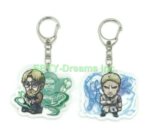 Set of 2 Attack On Titan Anime Acrylic Keychain Zeke Beast, Reiner Armored v2 - Picture 1 of 2