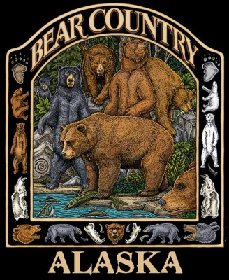 Ray Troll Bear Country Alaska Nueva Camiseta Adulto 4X,2X,XL,L,M,S Camiseta Descatalogada Foto 1 de 2