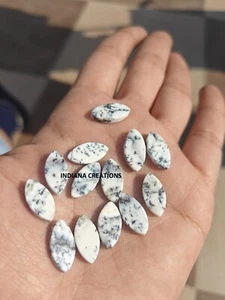 Dendrita ópalo marquesa ambos lados respaldo plano 5 piezas 8x16 mm -12x24 mm piedras preciosas naturales - Imagen 1 de 4