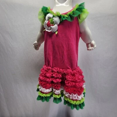 Emily Rose 3T фуксия/зеленый платье без рукавов с оборками и цветок - Изображение 1 из 4