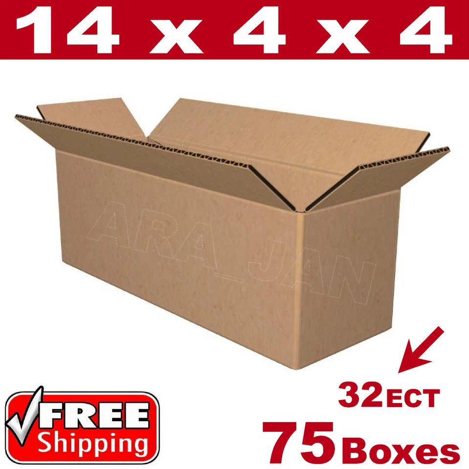 75 - 14x4x4 Cardboard Boxes Mailing Packing Shipping Box Corrugated Carton - Image 1 of 1