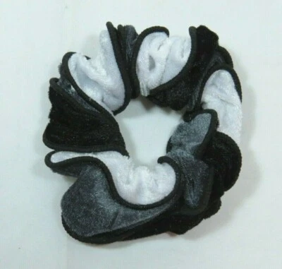 Jumbo Velvet Scrunchie Ponytail Holder Black White Gray Soft Stretchy Shine - Image 1 of 2