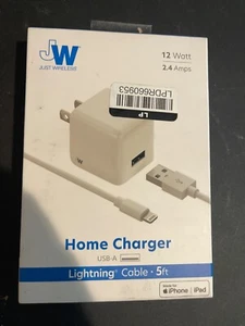 Just Wireless 12W Wall Charger with 5ft 8Pin Charging Cable White - M-1 - Picture 1 of 1