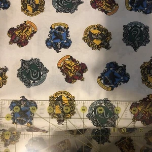 White Harry Potter School Crest 100% Cotton Fabric 2 Yard & 30 In. - Picture 1 of 2