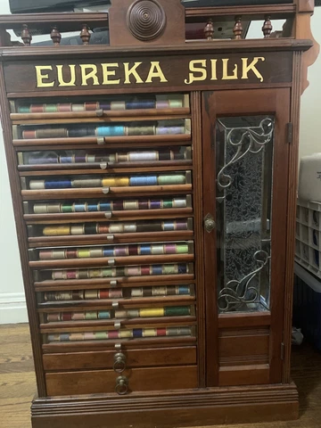 Antique Spool Cabinet -  - Eureka - Solid Walnut Rare Perfect Specimen Cover