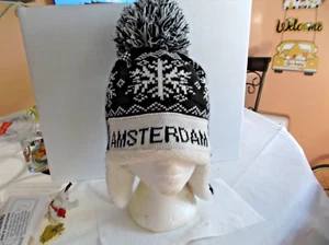 Cappello da donna AMSTERDAM taglia unica pom maglia patta orecchie - Foto 1 di 7