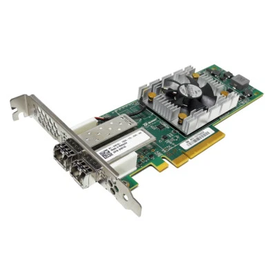 QLogic QLE2662-Dell Dual Port 16Gb PCIe x8 FC Server Adapter 0H8T43 FP +2x GBIC - Immagine 1 di 4