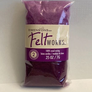 Dimensions FeltWorks 100% Wool Roving 0.25oz (1) Orchid Boysenberry Purple - Picture 1 of 14