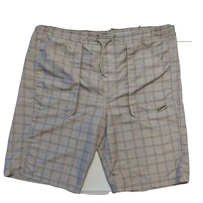 Wilson Mens Board Plaid Beige Swim Trunks Mesh UnderGarment Inside pocket M EUC  - Image 1 of 4