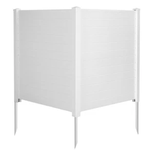 Outdoor PVC Privacy Panels 2-Pack Picket Fence W/ 3 Cuspidal Foot Stakes White - Picture 1 of 11