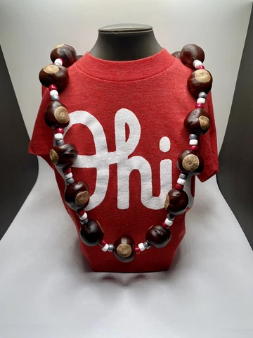 NEW Classic Ohio State Buckeye Necklace! 18 High Quality Ohio Buckeyes Included! Cover