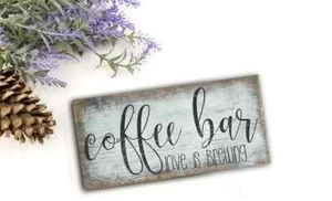 Coffee Bar Love is Brewing kitchen farmhouse sign 8x3" wall decor - Picture 1 of 2