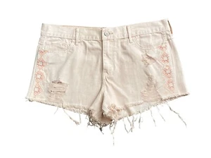 HOLLISTER Womens Size 15 Pink High Rise Ripped Denim Jean Cut Off Short Shorts - Picture 1 of 8