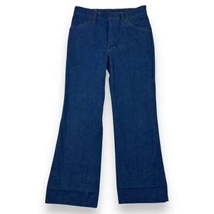 Vintage 70s Flare Denim Pants Medium Wash Youth 24x21.5 Jeans USA Snap Zipper - Picture 1 of 12
