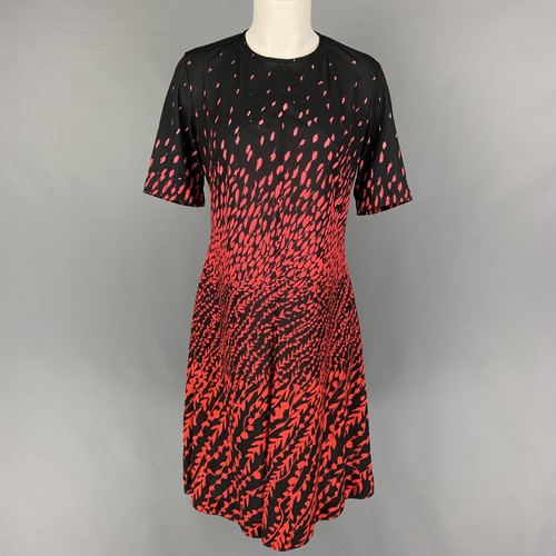 Abito a maniche corte GIVENCHY nero rosso poliestere taglia 10