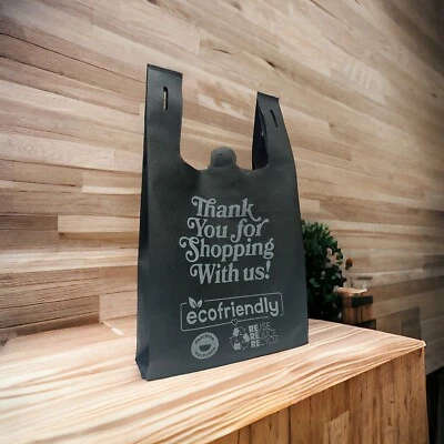 BAG STORY Non-Woven Reusable T-Shirt Grocery Bag Tote Thank You 600-1000 Piece Bulk 45GSM