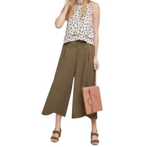 Anthropologie Damen Wide Leg Schlaghose Cropped Oceanside Olivgrün Größe XS - Bild 1 von 6