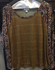 La Threads Damen Stretch Top Größe 1X Blumenmuster Langarm Neu mit Etikett - Bild 1 von 11