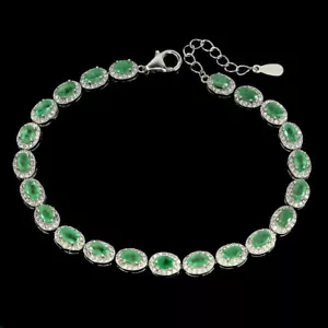 Shola Auténtico Natural Verde Esmeralda Pulsera Plata Esterilina B245 - Imagen 1 de 3
