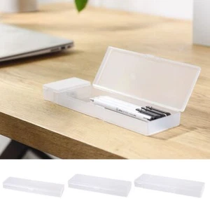 S/M/L Pen Box Plastic Stationery Organizer Simple Pencil Case Students - Picture 1 of 15