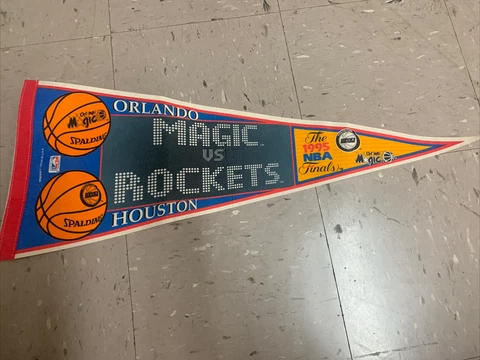 1995 NBA Finals Pennant Flag Houston Rockets Orlando Magic Rare Cover