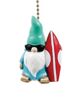 Gnome Going Surfing Wearing Sunglasses Ceiling Fan Pull or Light Pull Chain - Picture 1 of 1
