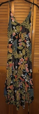Angie Floral Print Hi Low Ruffle Hem Boho Midi Dress Rayon, Size Small - Image 1 of 4