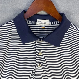 Peter Millar Summer Comfort Polo Shirt Mens Large Blue White Striped Golf - Picture 1 of 6