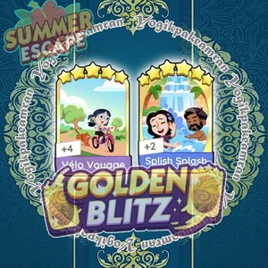 VELO VOYAGE & SPLISH SPLASH STICKERS MONO_POLY_GO! GOLDEN BLITZ EVENT - Picture 1 of 5