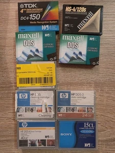 9x wkłady czyszczące DDS i kasety danych DDS Sony, HP, TDK, Maxell - Zdjęcie 1 z 2