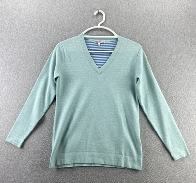 Suéter Top Peter Millar Cuello en V Mujer Pequeño Azul Mezcla Algodón Pullover Foto 1 de 4