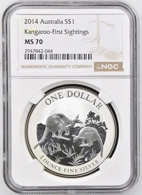 2014 Australia $1 Kangaroo First Sightings MS 70 NGC - Image 1 of 2