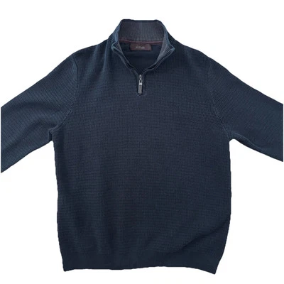 Suéter Pullover Para Hombre Cuarto Cremallera Negro Con Patrón Talla Mediana - Tasso Elba Foto 1 de 4