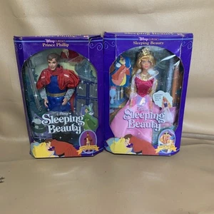 Vintage Sleeping Beauty & Prince Phillip Dolls 1991 Mattel Disney Classics - Picture 1 of 9